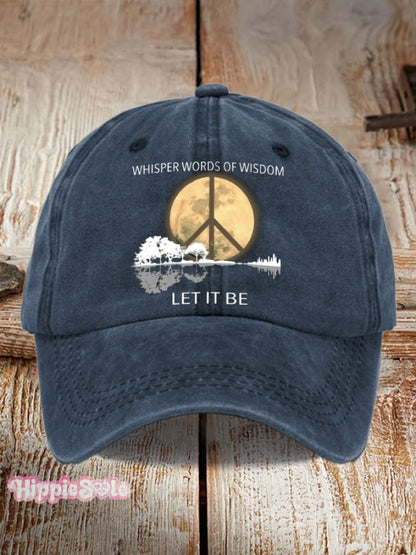 Hippie Guitar Lake Whisper Words Of Wisdom Let It Be Print Baseball Cap
