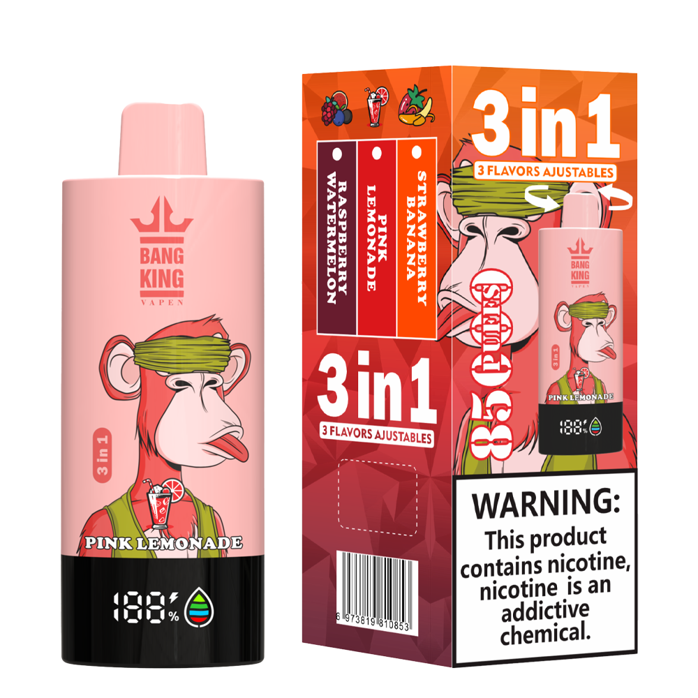 Bang King 85000 85k Puffs 3 in 1 Flavors Newest Original Rechargeable LCD Display Disposable Vape
