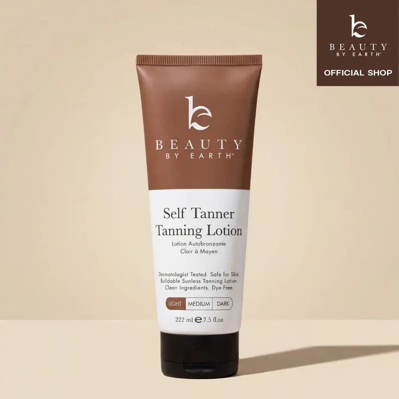 Beauty by Earth Self Tanner Body Lotion - Best Gradual Natural Bronzed Sunless Hydrating Streak Free Tanning Glow Made in USA, Vegan Cruelty Free Pregnancy Safe