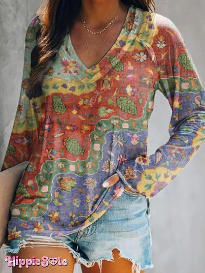 Ethnicity Flowers Arc Women's Art Print Casual Long Sleeve Shirt Coat
