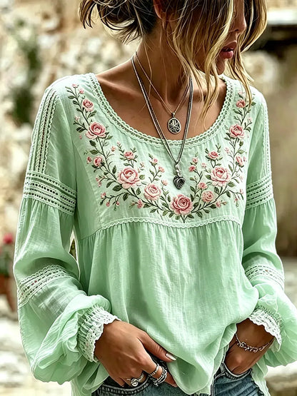 Tressalia - Embroidered Linen Blouse