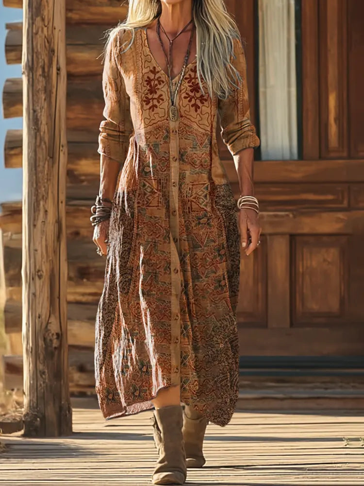 Women's Ethnic Pattern Art Print Dress
