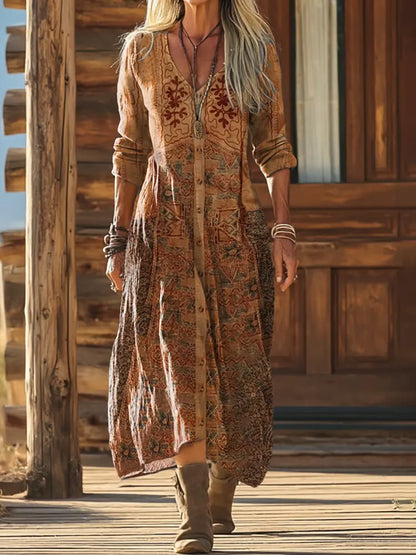 Women's Ethnic Pattern Art Print Dress
