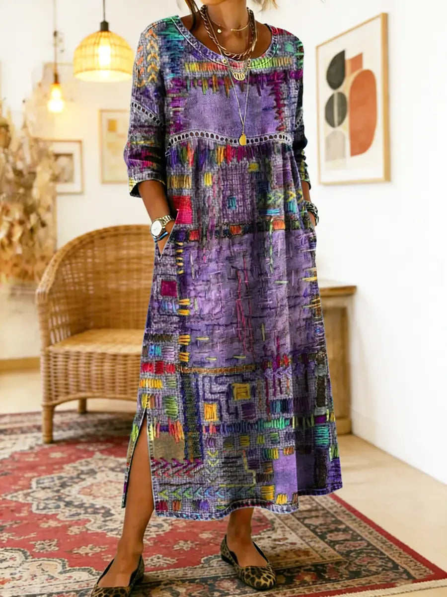 Maelle - Printed Loose Midi Dress Casual Fit