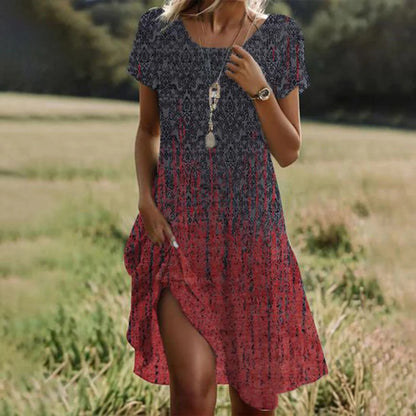 Chic Short Sleeve Polka Dot Green Midi Dress