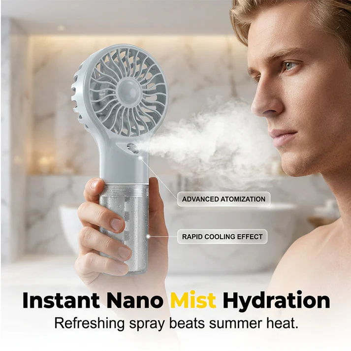 🏖️❄️ 50% OFF TODAY! 💦 Portable Handheld Mist Cooling Fan ✨ Instant Cooling Relief for Hot Summer Days, Travel & Outdoor Activities