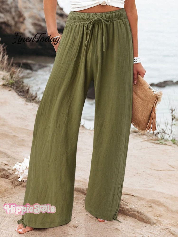 Women's Cotton And Linen Wide Leg Casual Pants