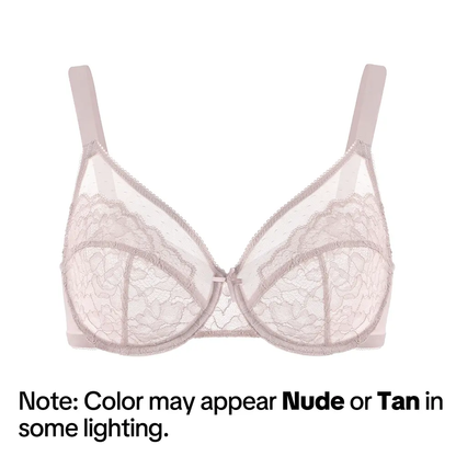 💜Enchante Floral Lace Plus Size Underwire Unlined Unpadded Minimizer Full Coverage Bra Women's Wear Comfortable Breathable Mesh Cup