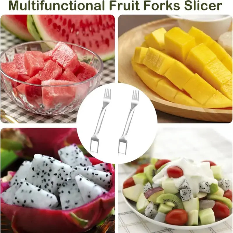 🍉 Summer Sale - Buy 2 Get 1 FREE🔥 | 2-in-1 Watermelon Cutter & Fork Set – Perfect Cubes in Seconds, No Mess, Stainless Steel Fruit Slicer 🍉