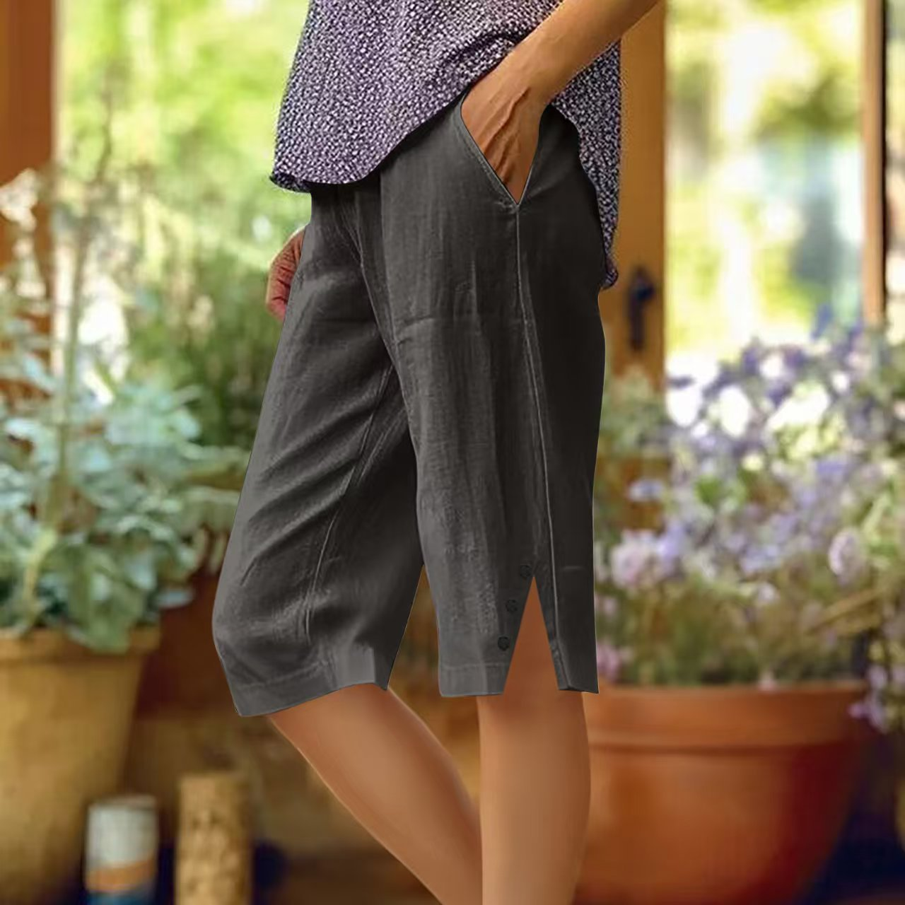 Casual Loose Pocket Cotton Linen Pants