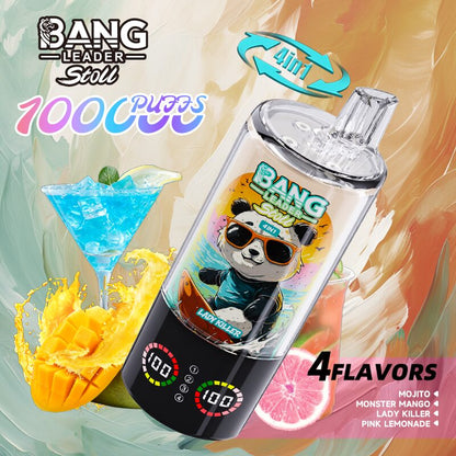 Bang Leader Stoll 100K 100000 Puffs 4 in 1 Flavors & Quad Mesh Coil LED Display Disposable Vape