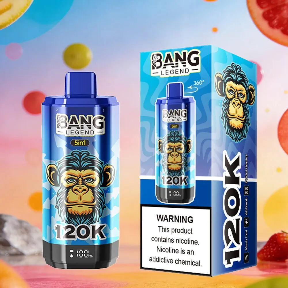Bang Legend 120000 120K Puffs 5 in 1 Flavors & 5 oil tanks Rechargeable LCD Display Disposable Vape EU Warehouse