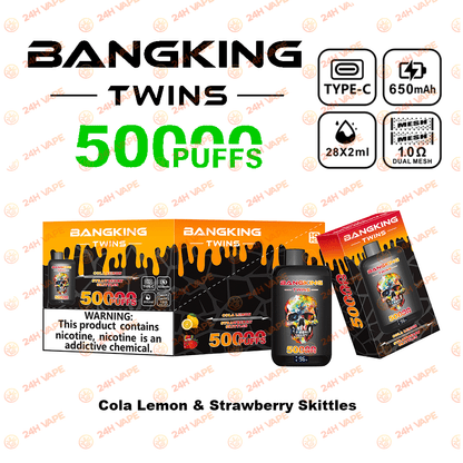 Bang King Twins 50000 50K Puffs 2% 3% 5% Nicotine Double Taste LED Display Disposable Vape