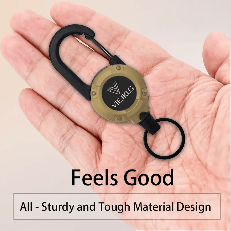 🔑Retractable Carabiner Keychain – 65cm steel lanyard, 100,000 pull cycles. Lightweight & sturdy.