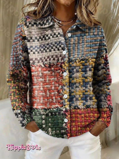 Women's Bohemian Woven Pattern Art Pattern Print Casual Crew Neck Sweatshirt