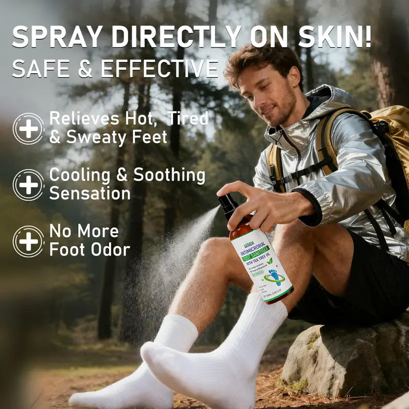 UMEX Tea Tree Foot Spray Kills Fungus & Odor Fast 97% Stink Elimination Repair Cracked Heels 100ml Quick-Dry Formula Clinically Tested Natural Antiseptic - Moisturizing Intensive Foot Care Foot Care Tool