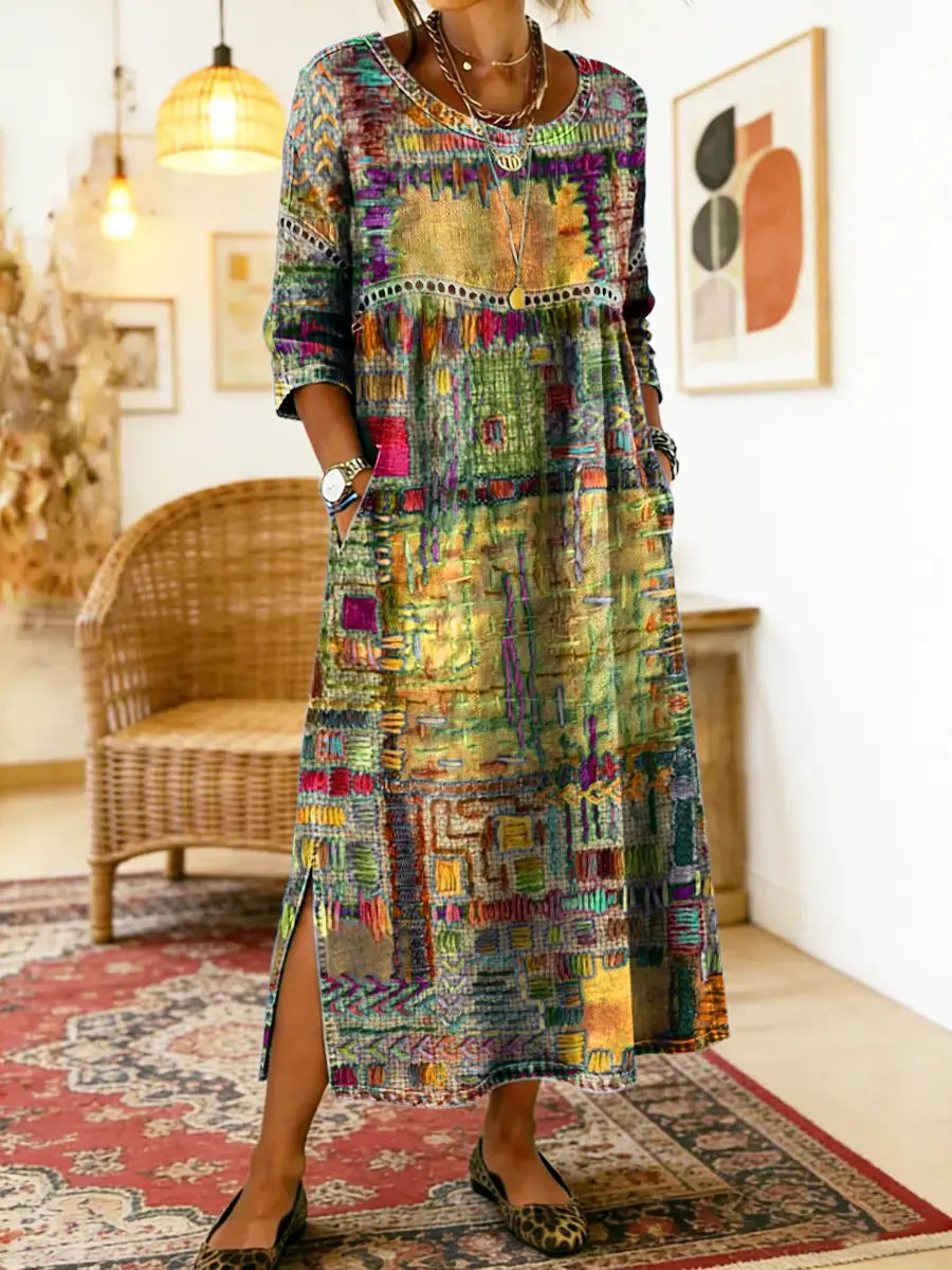 Maelle - Printed Loose Midi Dress Casual Fit