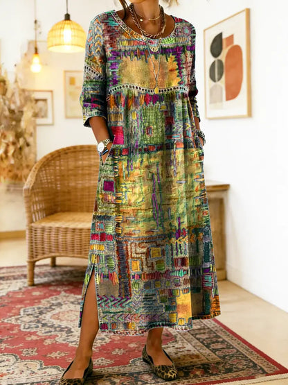 Maelle - Printed Loose Midi Dress Casual Fit