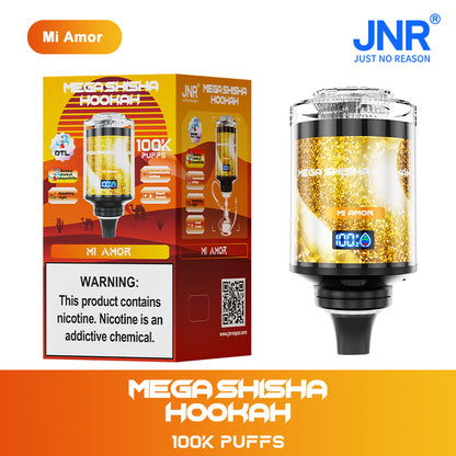 JNR Mega Shisha Hookah 100000 100K Puffs Large Capacity LED Display Disposable Vape