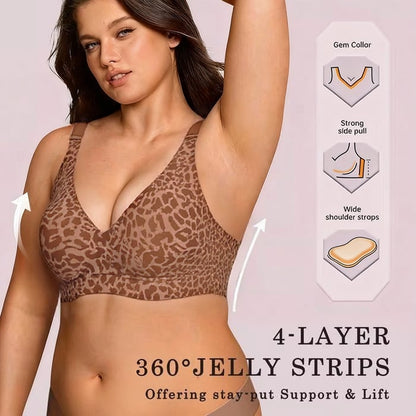 🏆LAST DAY SALE 50% OFF 🔥Super Firming Wirefree Jelly Bra with Leopard Print 👍