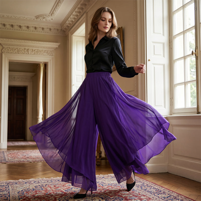 Hope - Chiffon Overlay Wide Leg Trousers