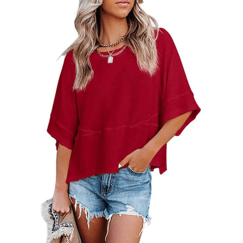 💥Women's Summer Casual Crewneck Batwing Half Sleeve T-Shirts