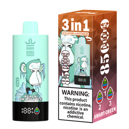 Bang King 85000 85k Puffs 3 in 1 Flavors Newest Original Rechargeable LCD Display Disposable Vape