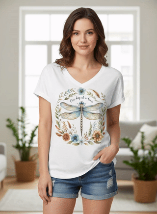 Women's Dragonfly V-Neck Casual T-Shirt