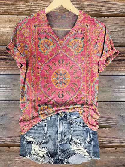 Women's Vintage Floral Totem Print Punk Hippie Batwing Tussle Fringes Poncho Dress