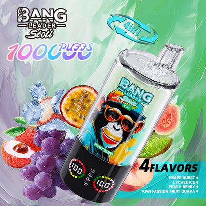 Bang Leader Stoll 100K 100000 Puffs 4 in 1 Flavors & Quad Mesh Coil LED Display Disposable Vape