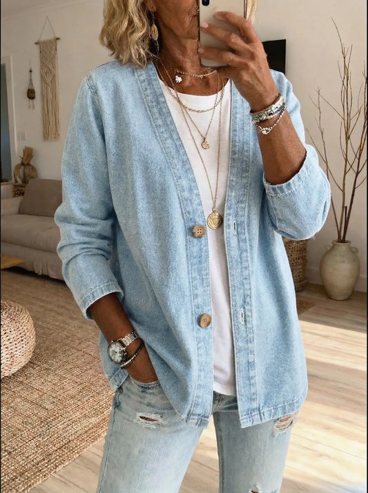 Shiloh - Lightweight Denim Button Cardigan