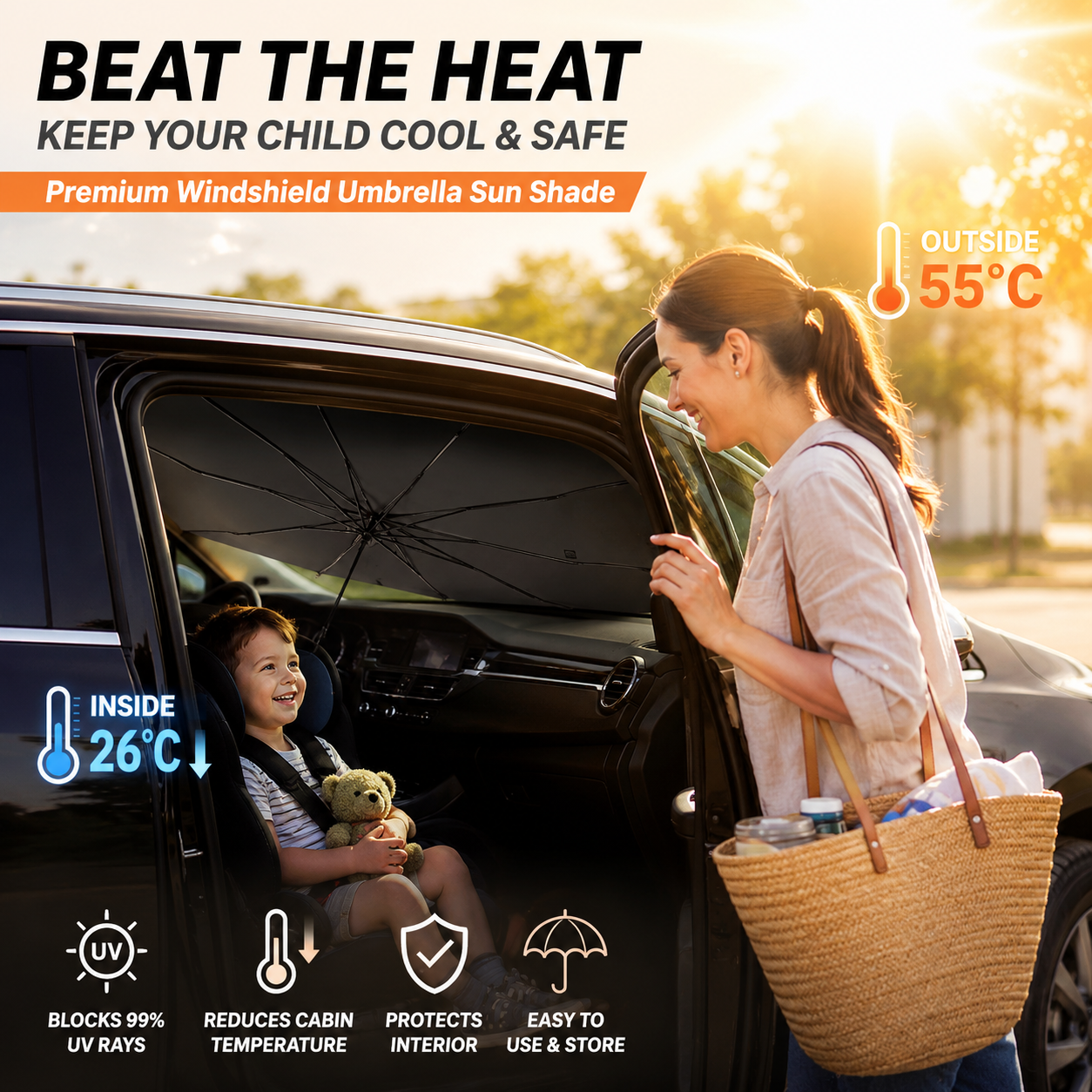 🎁2026 New Arrivals 50% OFF💥50K+ SOLD! Upgraded Car Windshield Sun Shade Umbrella☂️
