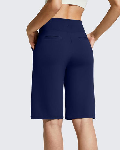 🏆 Last Day Special Price £12.99 ! 💐Women's Bermuda Shorts with Pockets -👍Knee Length Athletic Casual Long Shorts