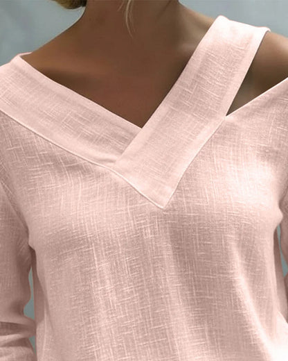 Calira - Soft-Touch V-Neck Off-Shoulder Top