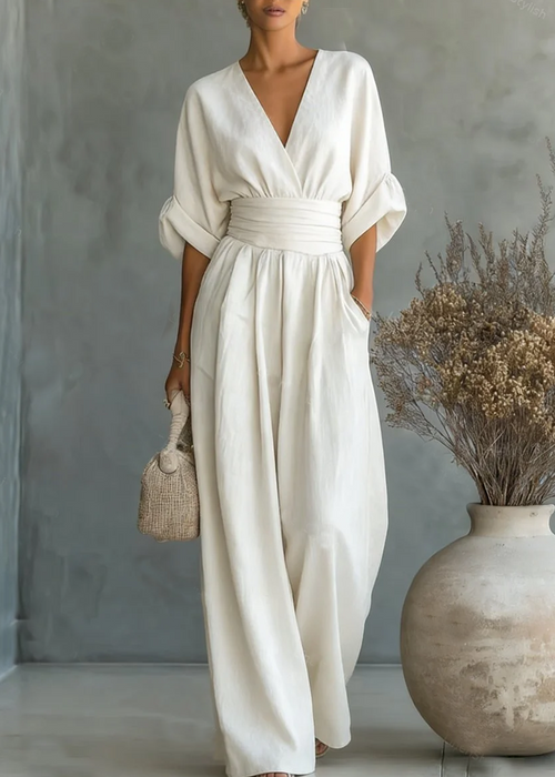 Solavie - Fluid Wide-Leg Jumpsuit
