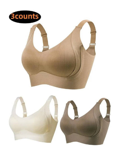 🌷 50% OFF – LIMITED TIME! 💕Subtle Striped Seamless Bra with W-Support ✨ Wire-Free Lift & Unmatched Comfort
