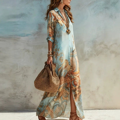 🎁✨ NEW ARRIVAL – 50% OFF TODAY! 💐 Women’s Elegant Retro Print Maxi Dress 🌸 Vintage-Inspired Style, Flattering Fit & Effortless Elegance