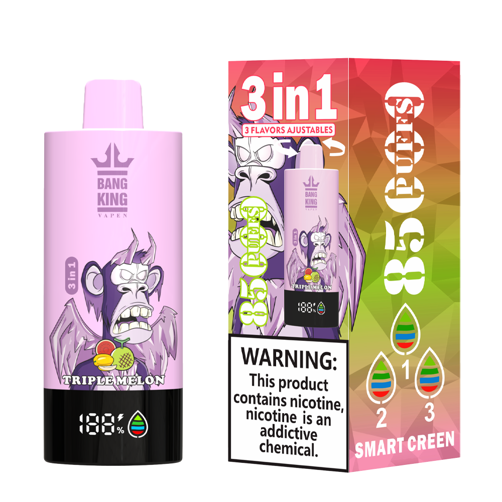 Bang King 85000 85k Puffs 3 in 1 Flavors Newest Original Rechargeable LCD Display Disposable Vape