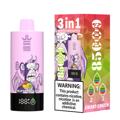 Bang King 85000 85k Puffs 3 in 1 Flavors Newest Original Rechargeable LCD Display Disposable Vape