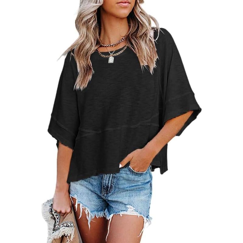 💥Women's Summer Casual Crewneck Batwing Half Sleeve T-Shirts