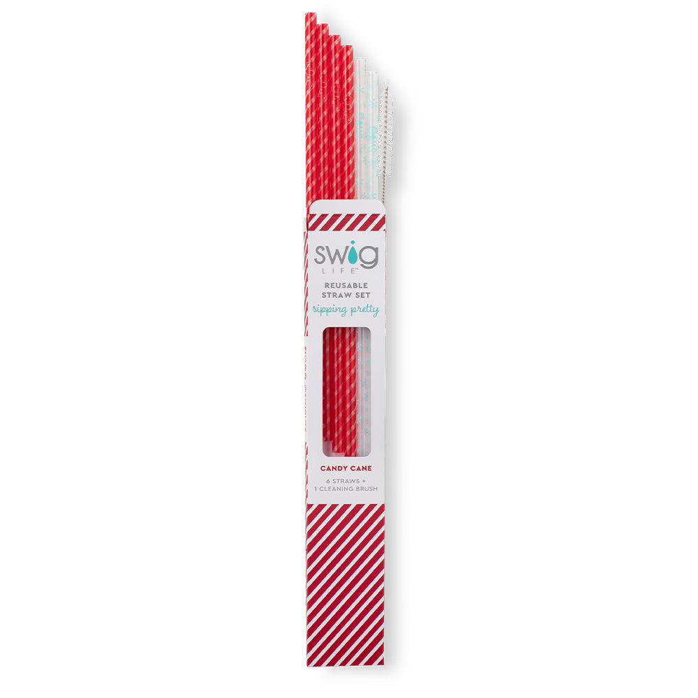 SWIG Candy Cane + Snowflake Straw Set