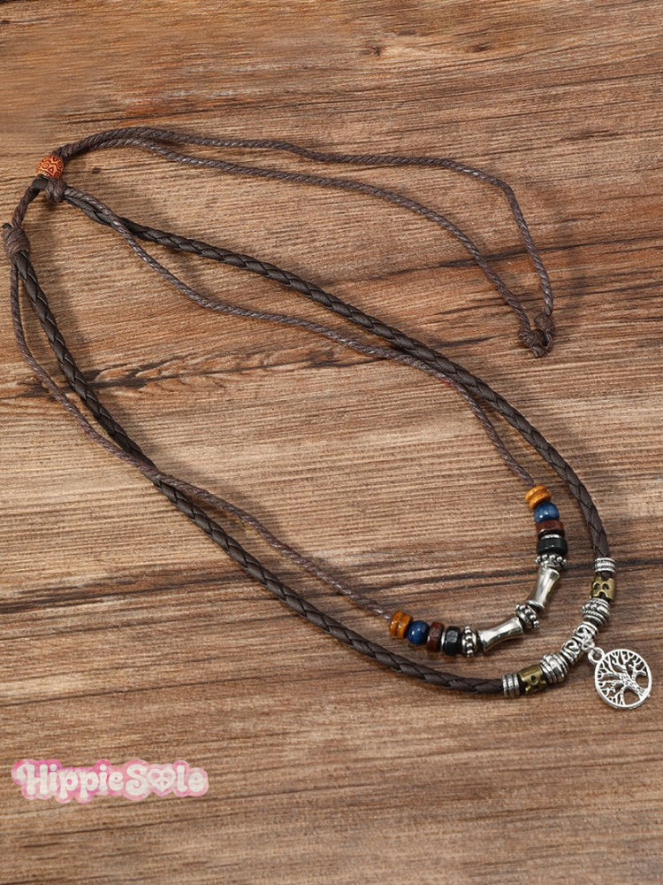 Vintage Style Tree of Life Double Layered Hippie Necklace
