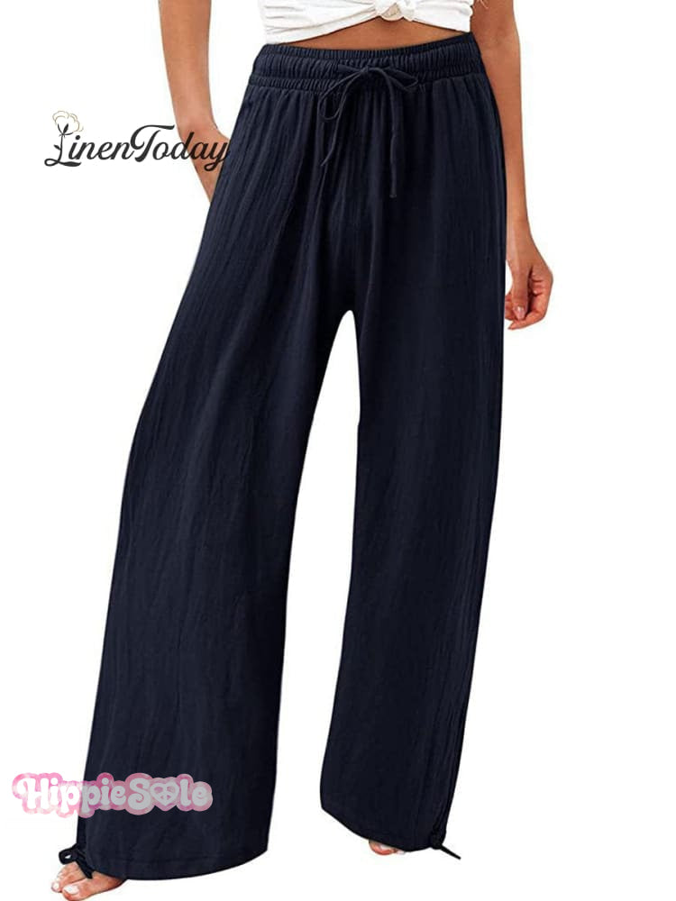 Women's Cotton And Linen Wide Leg Casual Pants