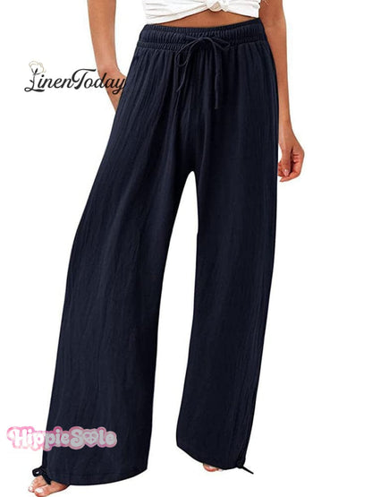 Women's Cotton And Linen Wide Leg Casual Pants