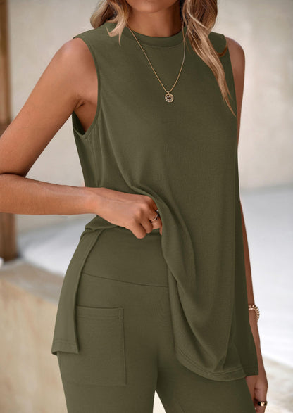 Selestia - Sleeveless Lounge Top and Shorts Set