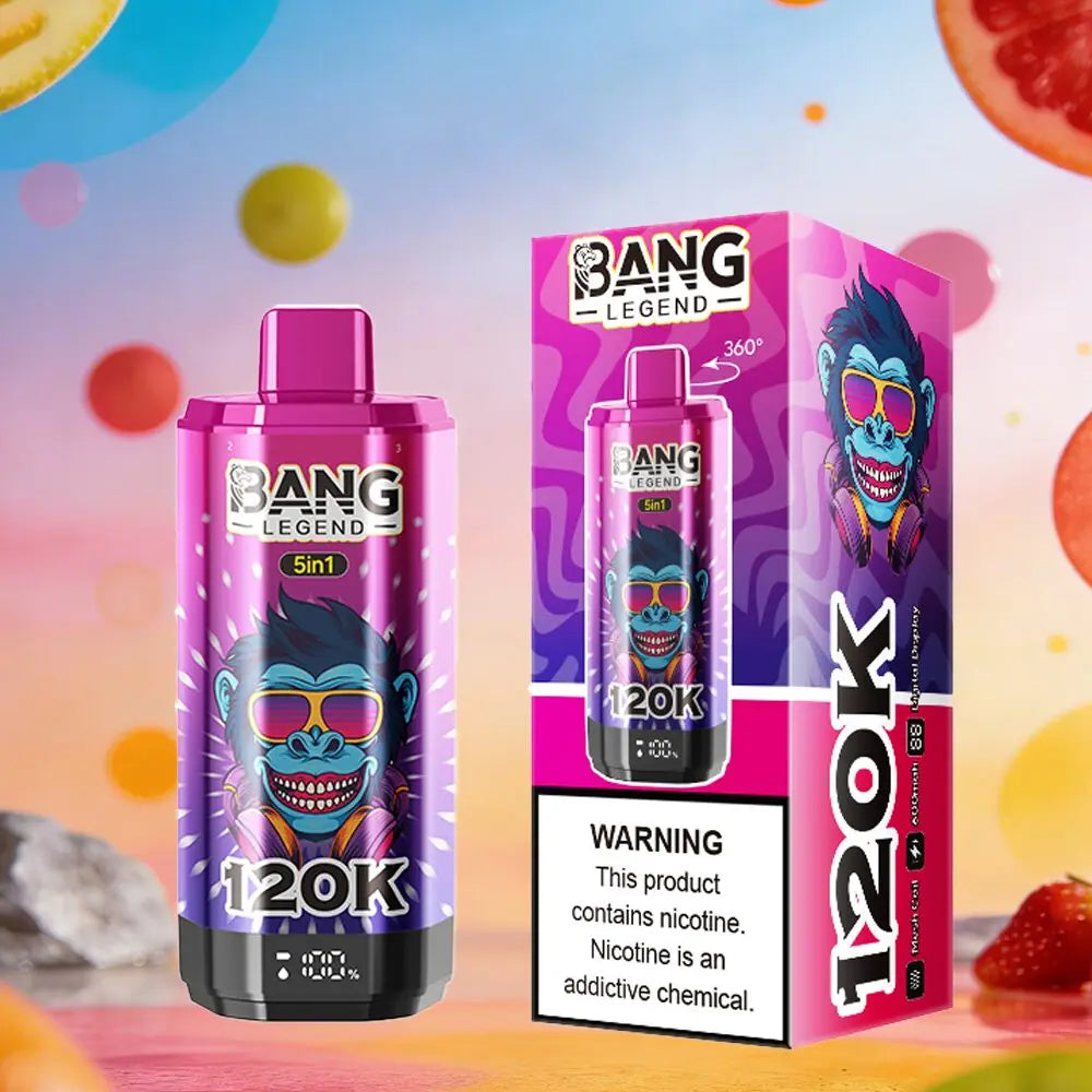 Bang Legend 120000 120K Puffs 5 in 1 Flavors & 5 oil tanks Rechargeable LCD Display Disposable Vape EU Warehouse