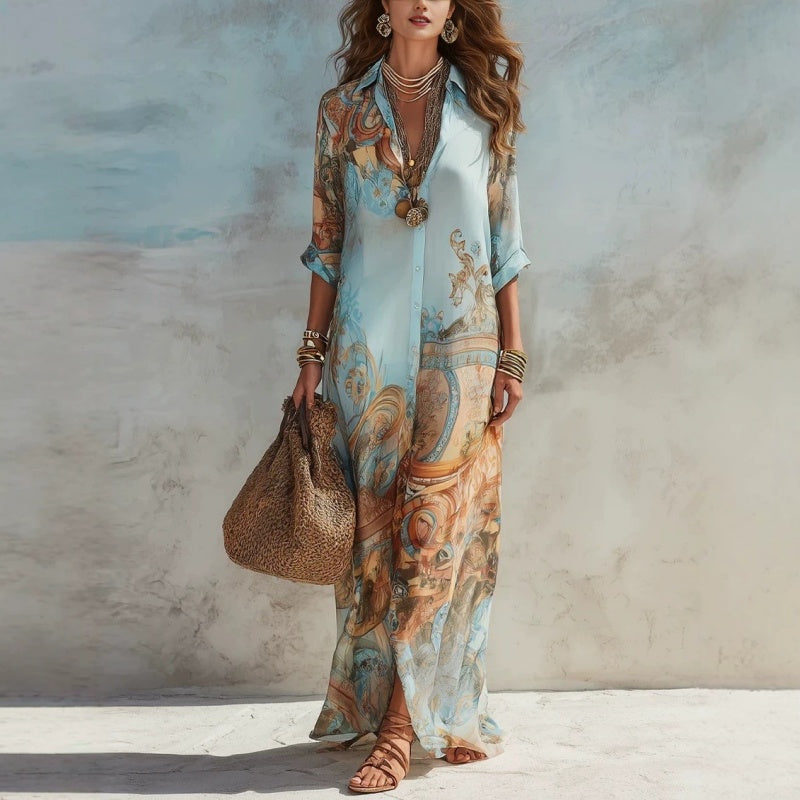 🎁✨ NEW ARRIVAL – 50% OFF TODAY! 💐 Women’s Elegant Retro Print Maxi Dress 🌸 Vintage-Inspired Style, Flattering Fit & Effortless Elegance