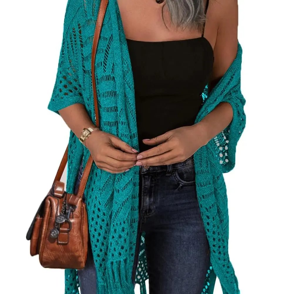 🥳2026 HOT SALE🥳💞50K+ SOLD!🌸☀️ 50% OFF! Oversized Knit Cardigan – Lightweight crochet tassel kimono for spring & summer. Breathable viscose‑nylon blend – no itch, no cling – layer over anything! 🧶✨