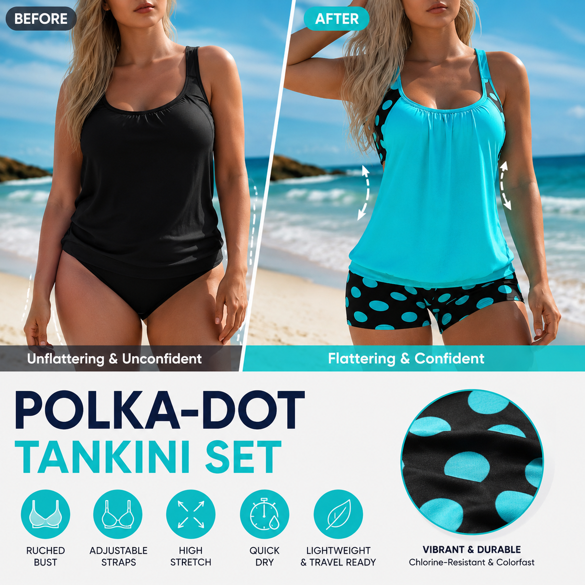 🏖️Summer Hot Sale- 50% OFF👙Women's Polka Dot Two Piece Swimsuit✨