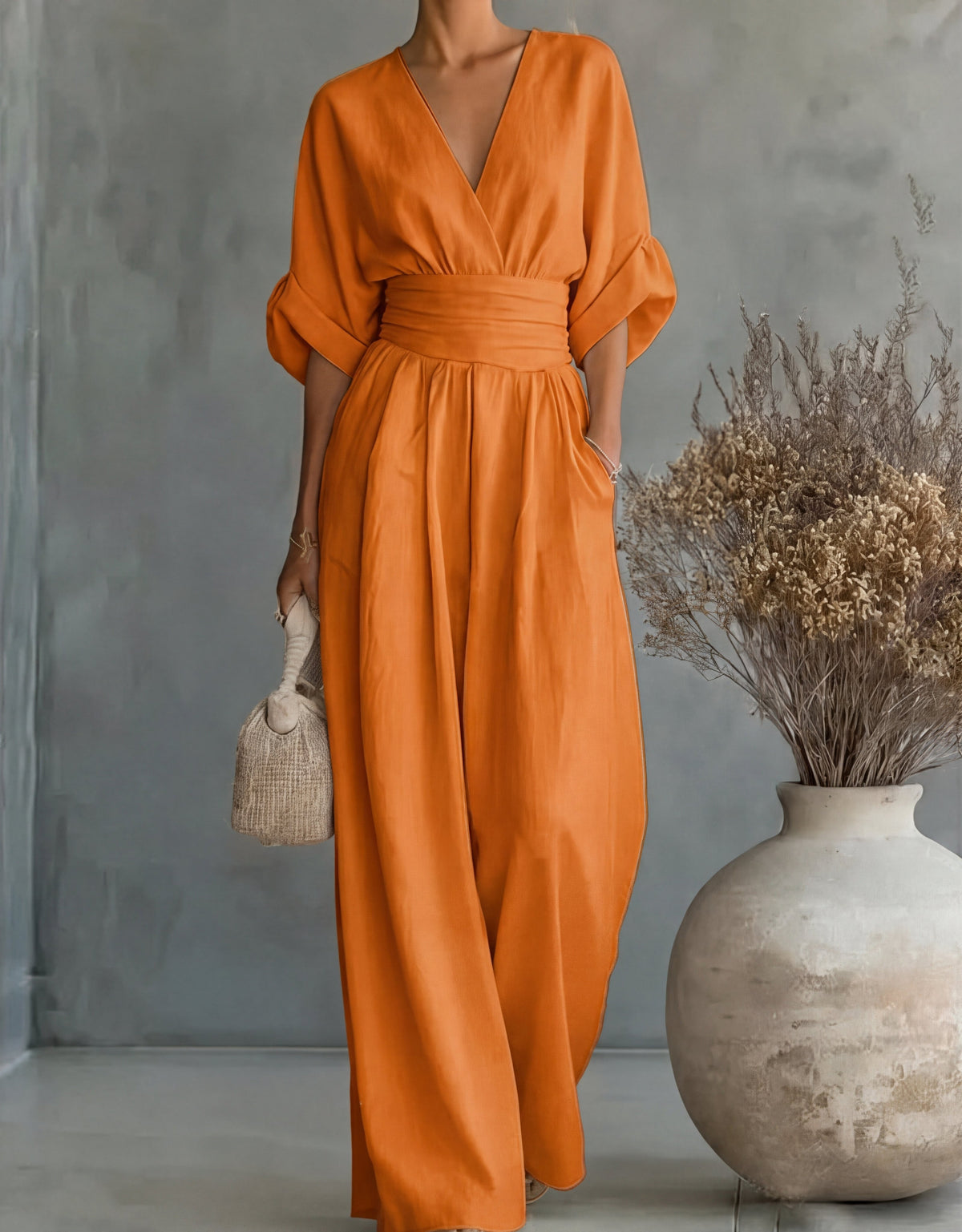 Xylora - Premium V-Neck Wide-Leg Jumpsuit